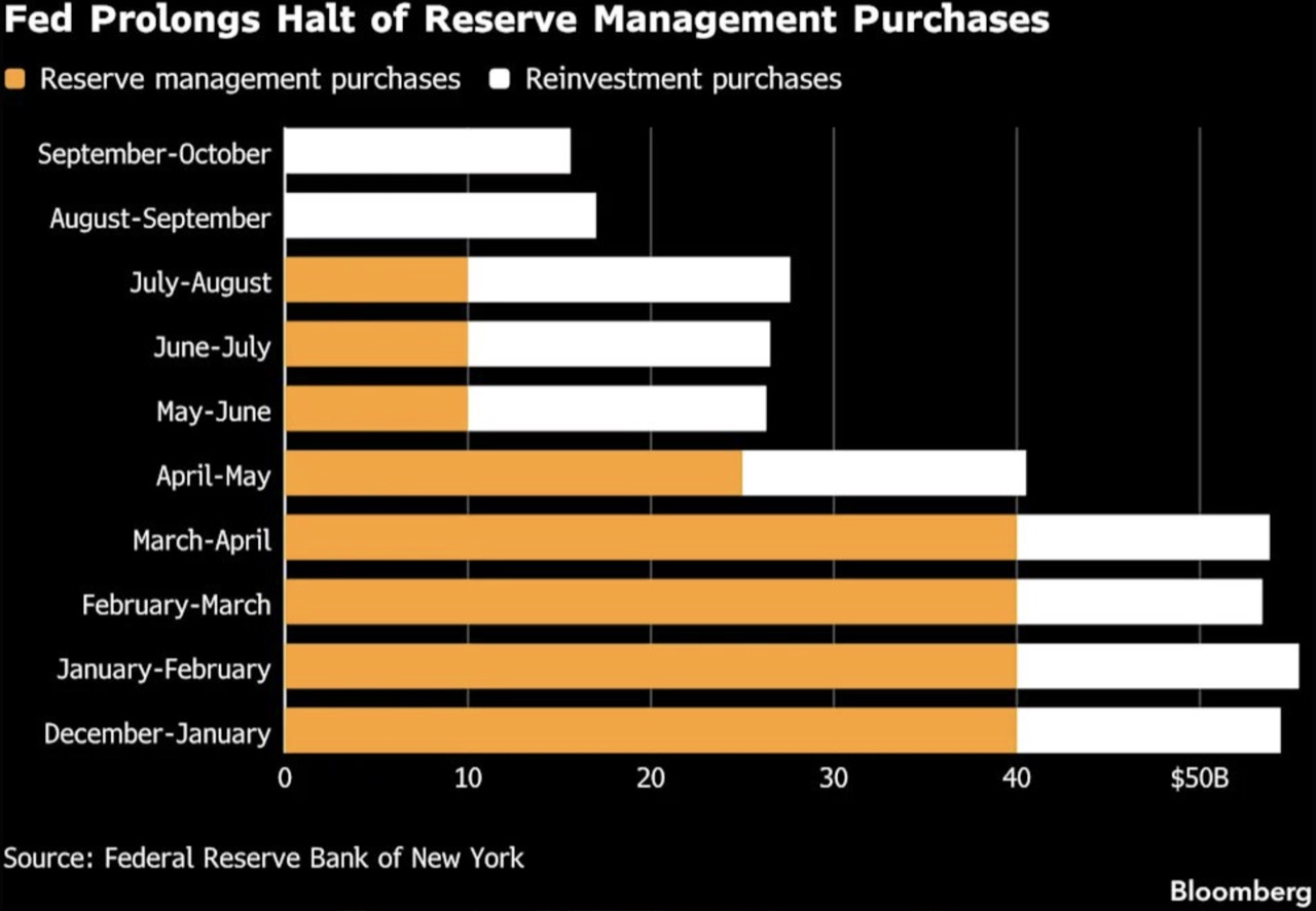 Die Fed hat ihre zusätzlichen Reserve-Käufe auf null gesetzt, kauft aber über Reinvestitionen weiter. Quelle: Federal Reserve Bank of New York / Bloomberg.